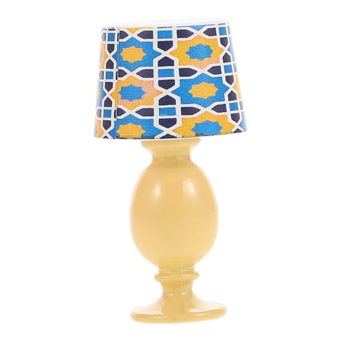 HEMOTON Mediterrane Miniaturleuchte mit Blumenmuster Zubehör für Puppenstube Schreibtisch und Bibliothek Deko Mini Möbelbeleuchtung von HEMOTON