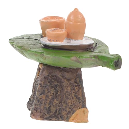 HEMOTON Mikro-landschaftsverzierung Miniatur Mini-Essen Mini-Tisch Märchengarten Kleiner Tisch Tischmodell Teetisch-Modell Green Harz von HEMOTON