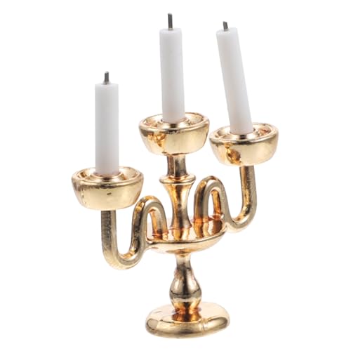 HEMOTON Mini Kerzenständer Haushalt Engel Kandelaber Stumpenkerzenständer Puppen Puppenhaus Miniaturen Skeletthalter Ständer Kegelkerzenständer Heimdekoration Weichgummi Golden von HEMOTON