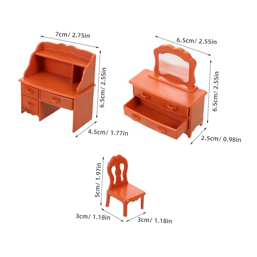 HEMOTON Mini -Make -up -Tisch Mini Schminktisch Möbelmodelle Puppenhaus-Schminkspiegel Puppenhauszubehör Wohnzimmer Möbeldekoration Make -up -Tisch Harz Hellbraun von HEMOTON