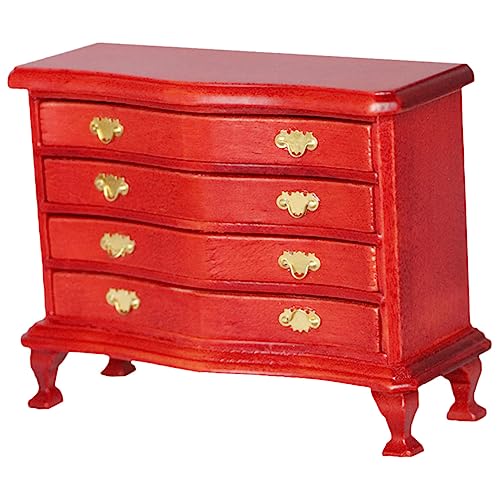 HEMOTON Mini-Möbelmodell für kinderspielzeug kinderknallzeug Toys bastelst The Craft Miniatur-Möbelmodell Miniatur-Kabinett- Miniatur-Hausschrank Holz rot von HEMOTON