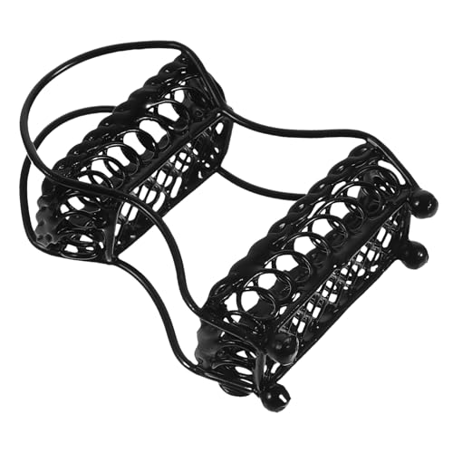 HEMOTON Mini-Obstkorb Mini-Haushandwerk Miniaturkorb für Puppenhaus Aufbewahrungskorb aus Weidengeflecht Mini-Korb-Modelle Körbe Simulations-Obstkorbmodell Mini-Hausdekoration Metall Black von HEMOTON