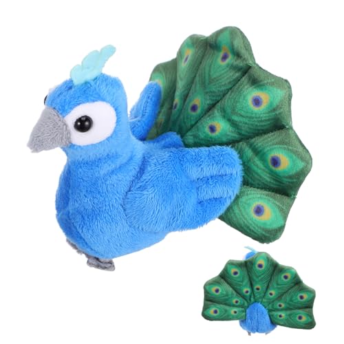 HEMOTON Mini Pfauenvogelpuppe Tierpuppe Requisite Fingertiere Puppen Cartoon Tier Plüsch Handpuppe Familien Fingerpuppen Puppe Tier Vogelpuppe Mini Fingerpuppe Pp Baumwolle von HEMOTON