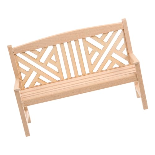 HEMOTON Mini-Puppenhaus raumdeko puppenstubenmöbel DIY Dekoration Miniaturmöbel Garden Decoration Miniaturen Schwimmbad Korb Figuren Mini-Bank-Modell Miniatur-Bank hölzern Beige von HEMOTON