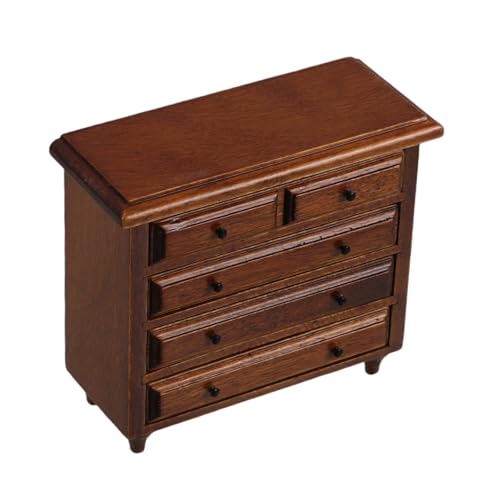 HEMOTON Mini Schubladenschrank Aus Massivholz Aufbewahrungsschrank Miniatur Szene Beistellschrank Miniatur Kommode Mini Möbel Puppenhaus Birke von HEMOTON