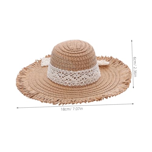 HEMOTON Mini Strohhut Miniatur Geflochtene Puppe Kappe Mit Eleganter Spitzenverzierung Vielseitig Passend Für Puppenkostüme DIY Basteln Dollhouse Dekoration von HEMOTON