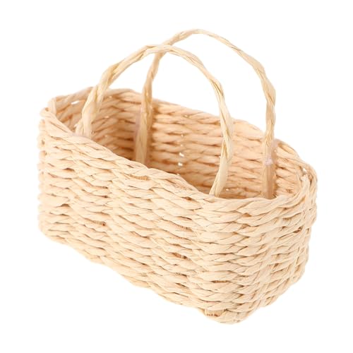 HEMOTON Puppenhaus-Accessoire Miniatur-rattankorb Kleiner Aufbewahrungskorb Handgehaltener Obstkorb Mini-einkaufswagen Picknickkorb Bastelbedarf von HEMOTON