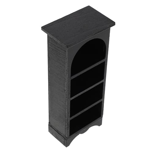 HEMOTON Miniatur Bücherregal Maßstab aus Schwarzem Holz Stabiles Kompaktes Puppenhaus Möbelstück für Bjd Szenen Vielseitiges Miniatur Regal als Dekoratives Accessoire von HEMOTON