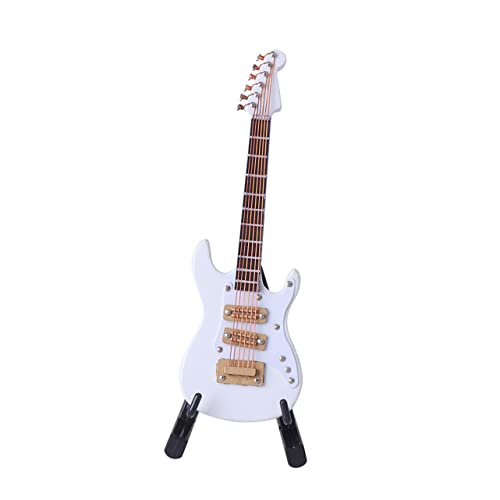 HEMOTON Miniatur Gitarrenmodell Weiß mit Box und Schwarzem Ständer Detailreiche Handgefertigte Mini Gitarre als Dekoration für Geburtstag Büro Musikzimmer und HEMOTON Miniatur Gitarrenmodell Weiß mit Box und Schwarzem Ständer Detailreiche Handgefertigte Mini Gitarre als Dekoration für Geburtstag Büro Musikzimmer und von HEMOTON
