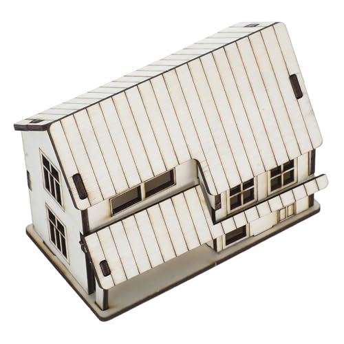 HEMOTON Miniatur Holzhaus Modell Bausatz Detailreiches Fertiges Cottage für Puppenhäuser Sandkasten Szenerien und Mikro Landschaften Rustikale Dekoration Langlebiges Holz Beige von HEMOTON