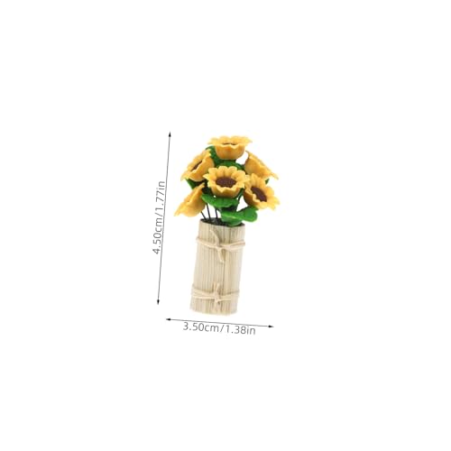 HEMOTON Miniatur Puppenhaus Blumen Dekoration Realistische Handgefertigte Mini Blumen im Topf Teiliges Lebensechte Sonnblumen Zubehör für Puppenhaus Mini Garten und Wohnraumgestaltung von HEMOTON