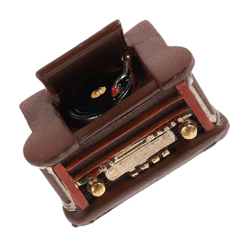 HEMOTON Miniatur Retro Plattenspieler Modell aus Resin Detailgetreues Puppenhaus Zubehör Kleines Dekoratives Glatte Oberfläche Geeignet für DIY Puppenhaus Szenen Lebensecht und Fein von HEMOTON