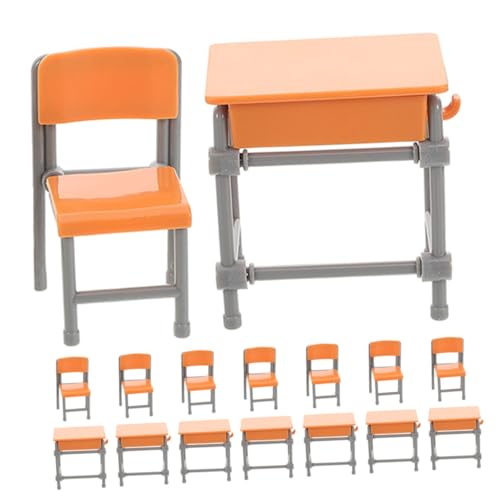HEMOTON Miniatur Schulmöbel Set mit Tischen und Stühlen Langlebiges Puppenhaus Klassenzimmer Zubehör Kompakt für Kreative Rollenspiele und Fantasievolles Lernen im Puppenhaus von HEMOTON