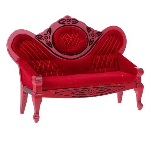 HEMOTON Miniatur-Sofastuhl Vintage Puppenhausmöbel Puppenhaus-Sofa-Couch für kinderspielzeug Toys for Mikromöbel kleines Sofadekor kleines Sofa Fotorequisite Holz von HEMOTON