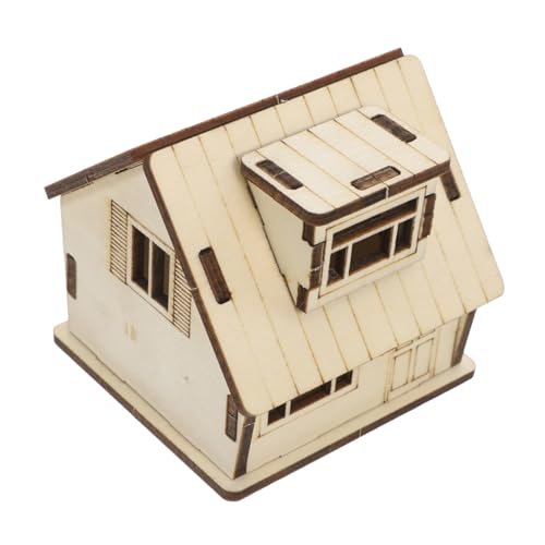 HEMOTON Miniaturhaus Kleines Holzhaus Puppenhaus Miniatur Bausatz Selber Machen Mini-hausbausatz Hausmodellbausatz -modellbausatz Puppenhausbauzubehör Kindermöbelzubehör Khaki Hölzern von HEMOTON