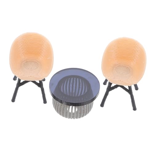 HEMOTON Miniaturmöbelset für Puppenhaus Teiliges Set mit Rattanstuhl und Tisch Rustikale Gartenmöbel für Kreative Dekoration und DIY Projekte Langlebig und Vielseitig Einsetzbar von HEMOTON