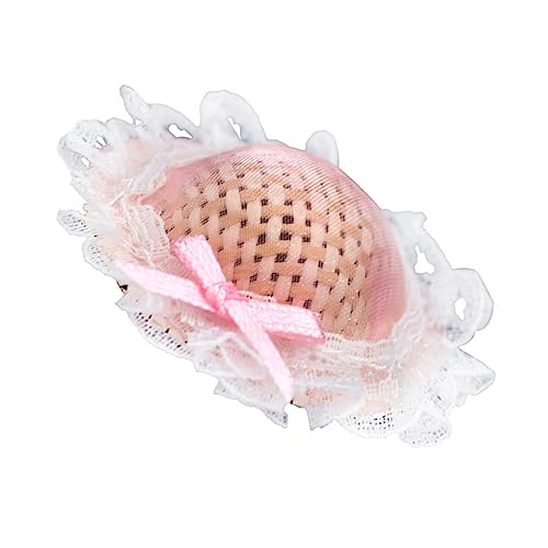 HEMOTON Minihut Strohhut Hüte Miniaturhut Rosa Stoff von HEMOTON