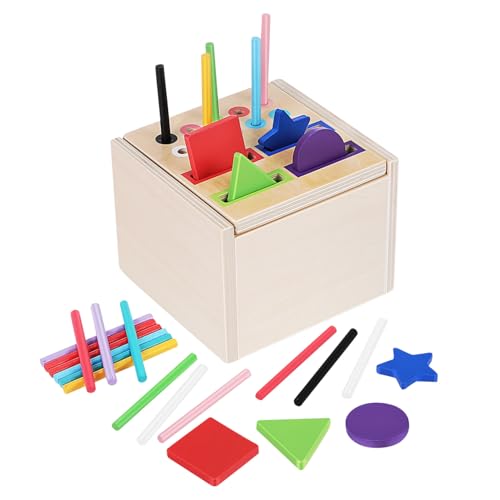 HEMOTON Montessori Holzspielzeug Sortierkasten mit Farben und Formen Motorikfördernd für Kleinkinder und Vorschule Pädagogisches Lernspielzeug für Gruppenspiele und Feinmotorik von HEMOTON