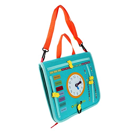 HEMOTON Montessori Lernspielzeug Busy Board aus Filz Motorisches Übungsbrett mit Anziehübungen und Uhr Leichtes Pädagogisches für Kleinkinder und Vorschulkinder für Unterwegs von HEMOTON