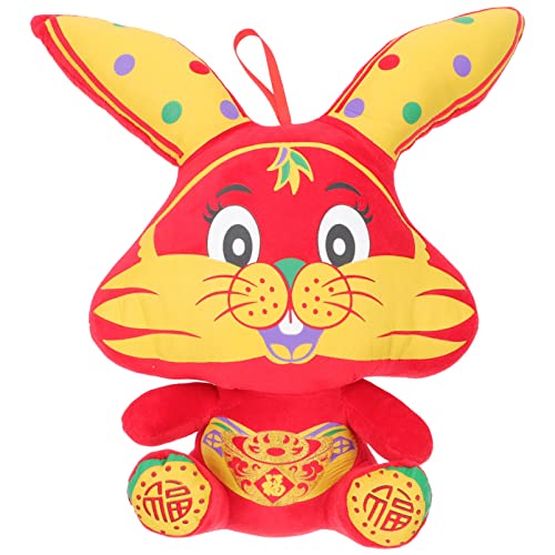 HEMOTON Neujahrspuppe für kinderspielzeug Hasen plüschtier babyshowergeschenk Birthday Kaninchen Plüschhasenpuppe Kaninchen Plüschtier Stoff rot von HEMOTON
