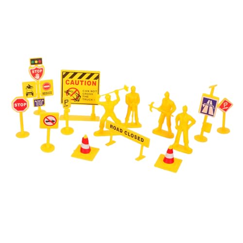 HEMOTON Pakete Miniatur Verkehrszeichen Baustellenkegel Straßenabsperrung Modell für Lernspielzeug zur Verkehrserziehung und Kreativen Straßenszene von HEMOTON
