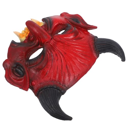 HEMOTON Party-Maske Geweih Masken Tierförmige Maske beängstigende Maske Wolfsmaske Maskenparty Nieten halloween dekoration Halloween-Attacken dekorative Tiermasken lustige Maske Pu rot von HEMOTON