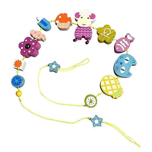 HEMOTON Perlen Bausteine interaktives Spielzeug kinderzimmer zubehör Spielzeug aus Holzblöcken mit Perlen Holzspielzeug Spielzeuge Spielzeug für Babybetten entzückender Krippenanhänger von HEMOTON