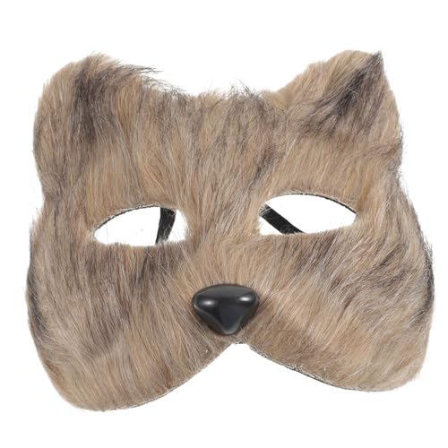 HEMOTON Plüsch-Katzen-Fuchs-Maske Therian-Masken Realistische Katzenmasken Stofftiermaske Pelzige Party-Katzenmasken Ostermasken Maskerade-Maske Cosplay-Kostüm Grau von HEMOTON