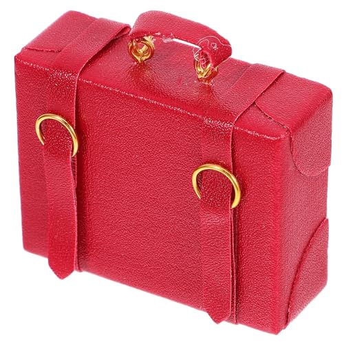 HEMOTON Puppenhaus-Aktentasche Mini- Kleiner Kofferraum Mini-mikrowelle Puppenhäuser Miniatur Simulations-Trolley Kleines Für Puppenhausmöbel Mini-tragekoffer Mini-Koffer MDF Rot von HEMOTON
