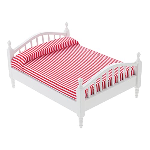 HEMOTON Puppenhaus Doppelbett Dusche Dekorationen Puppenhäuser Für Puppen Puppe Faltbares Wohnzimmer Puppenbett Outdoor Ornamente Mini Schmuck Birke von HEMOTON