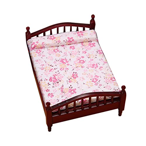 HEMOTON Puppenhaus Doppelbett Stockbett Ornamente Zum Basteln Kleine Häuser Kleines Zwillingsbett Kleines Mini Weißes Zwillingsbett Mini Zubehör Braunes von HEMOTON