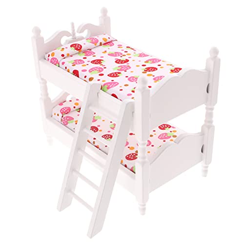 HEMOTON Puppenhaus Etagenbett Etagenbetten Miniatur Etagenbett Modell Mini Möbel Modell Miniatur Möbel Puppe Mini Bett Puppe Etagenbett Mini Etagenbett Mini Zubehör Weiß von HEMOTON