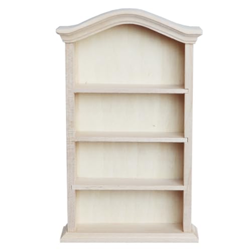 HEMOTON Puppenhaus Miniatur Holz Lagerregal 4-Tier Puppenhaus Wand Bücherregal Display Puppenhaus Möbel Zubehör von HEMOTON