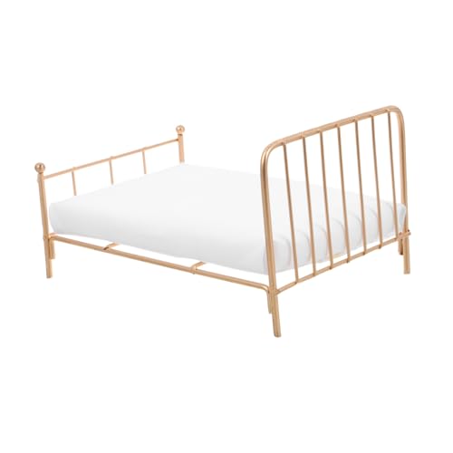HEMOTON Miniaturbett Im Maßstab 112 Mit Eisenrahmen Für Puppenhaus Einzelbett-Design Realistische Moderne Puppenhausmöbel in Golden von HEMOTON