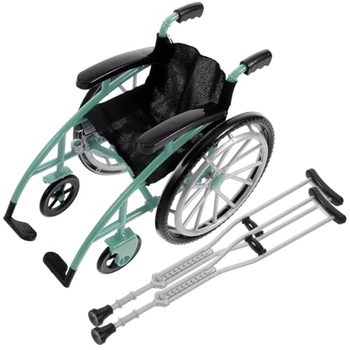 HEMOTON 1satz Miniatur Wheelchair Und Krücke Spielzeug Realistische Puppenhaus Dekoration Für Kreative Spielwelten von HEMOTON