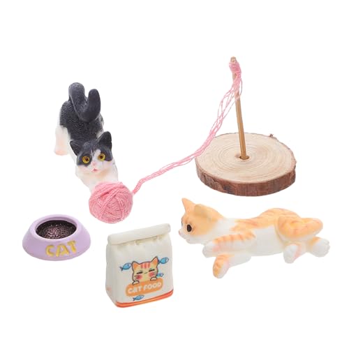 HEMOTON Realistisches Miniatur-Katzen Puppenhäuser Wetterfeste Kätzchen-Figuren mit Mini-garnball Detailreiche Sammler-Dekoration für Drinnen und Draußen HEMOTON Realistisches Miniatur-Katzen Puppenhäuser Wetterfeste Kätzchen-Figuren mit Mini-garnball Detailreiche Sammler-Dekoration für Drinnen und Draußen von HEMOTON