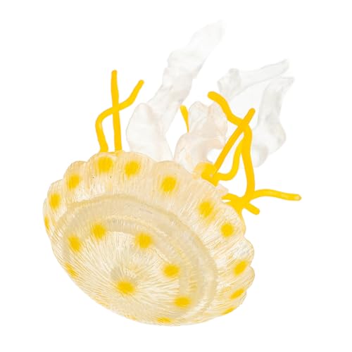 HEMOTON Realistisches Quallenmodell Gelbe Leuchtende Aquarium Deko Figur Lernspielzeug Fischbecken Ornamente Meeres Tier Nachbildung von HEMOTON