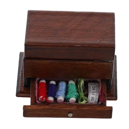 HEMOTON Miniatur-holztruhe Puppenhaus-nähkoffer Im Maßstab 112 Mini-nähkasten Im Vintage-Stil Sammlung von HEMOTON