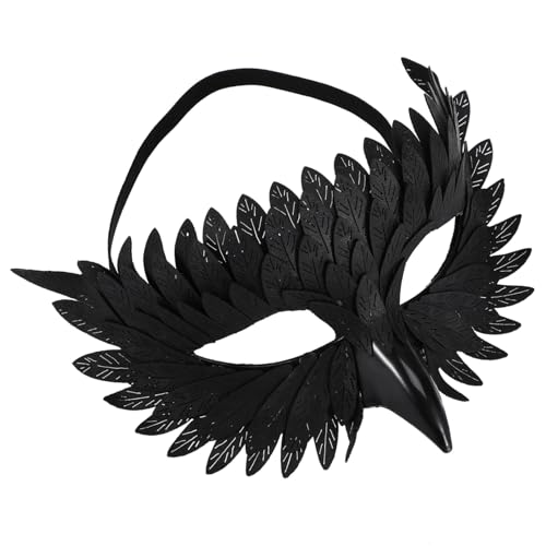 HEMOTON Schwarze Halbgesichts Eulenmaske Halloween für Damen Handgefertigt Kostümzubehör für Karneval Cosplay und Thematische Festlichkeiten von HEMOTON