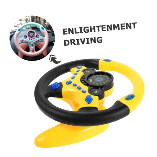 HEMOTON Simulierter Fahrregler Lenkrad mit Schlüssel Licht Musikfunktion Tragbarer Auto Fahr Simulator für Lernspiel Fahrspaß Unterwegs Sicheres Kunststoff Design von HEMOTON