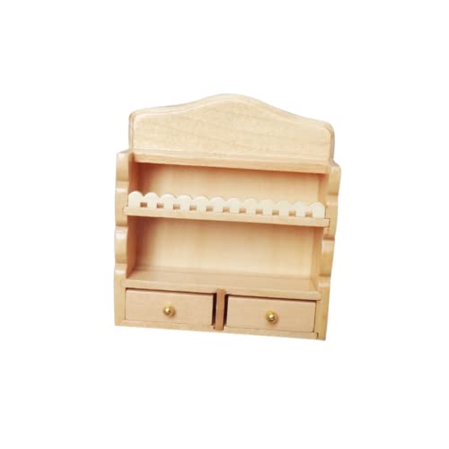 HEMOTON Simulierter Holzrahmen Puppenhaus Miniaturschrank Mini Puppen Miniatur Szenenmöbel Mini Miniaturmöbel Modell Puppenmöbel Schrank Mini Aufbewahrungsrahmen Beige von HEMOTON