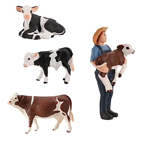 HEMOTON Simuliertes Vieh Miniatur-Tier-Ornament Mini-tierfiguren Bauernhoftier Spielzeug Für Nutztiere Kuh Spielzeug Künstliches Tierspielzeug Die Kuh PVC Kind Handgefertigtes Geschenk von HEMOTON
