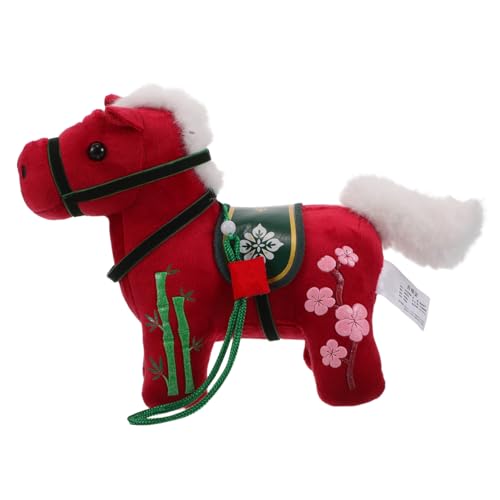 HEMOTON Sternzeichen Figur Pferd Anhänger 2026 Kuscheltiere Plüschtier Puppe Anhänger Stofftier Pferd Plüschpferd Puppe Bauernhoftiere Spielzeugpferd Stoffpuppe Plüschtiere Rot von HEMOTON