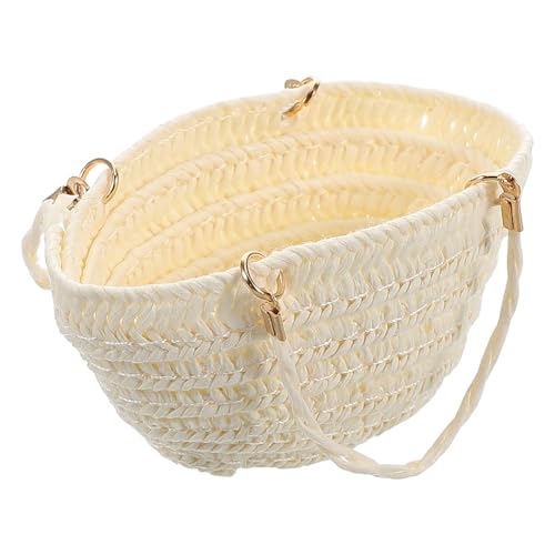 HEMOTON Strohtasche Minitasche Puppenhaus Die Einkaufstasche Aufbewahrungstasche Puppenhaus Strandtasche Puppenhaus Messenger Bag Puppenhaus Kleiner Korb Zubehör Puppenhaus Candy Boxen von HEMOTON