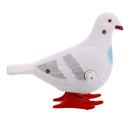 HEMOTON Taube Aufziehbares Taube Laufendes Miniaturvögel Taubenstatue Uhrwerk Tierspielzeug Vogelfiguren Aufziehspielzeug, Uhrwerkspielzeug Küken Aufziehen Plastik Weiß von HEMOTON