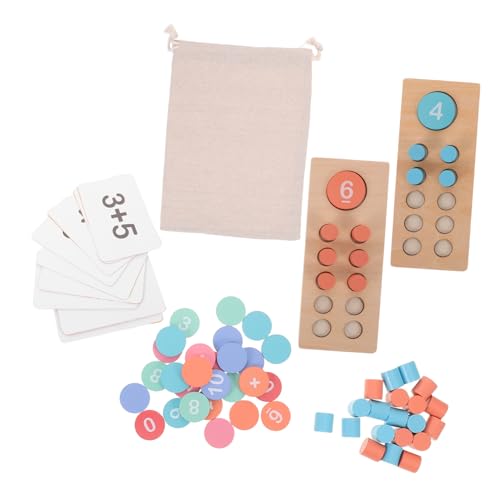 HEMOTON Tragbares Montessori Mathematikspielzeug für Holz Zählrahmen mit Bunten Perlen für Addition und Subtraktion für Vorschulunterricht von HEMOTON