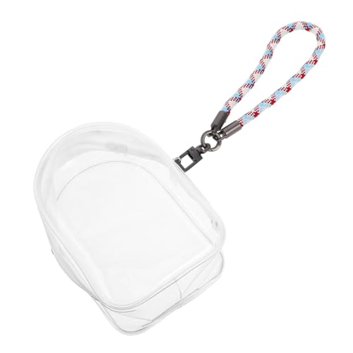 HEMOTON Transparente Tasche mit Reißverschluss Multifunktionale PVC-aufbewahrung für Puppen Schlüssel und Handy Kompakte Transporttasche mit Buntem Gewebtem Trageband für Reisen und Alltag von HEMOTON