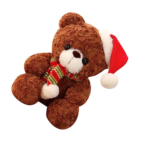 HEMOTON Weihnachtsbär Plüsch Dachs Puppe Dekorationen Tragen Musical Ausgestopft Brown Pp Baumwolle von HEMOTON