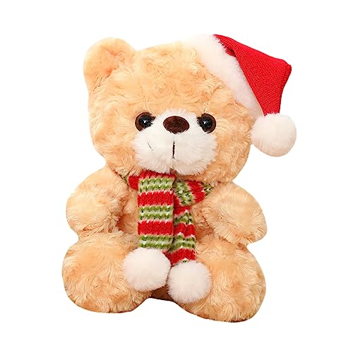 HEMOTON Weihnachtsbär Plüschpuppe Weihnachtsstofftier Tragen Weihnachtsplüschbär Bär Puppe Weihnachtspuppengeschenk Bärenpuppe Festival-plüschbär Light Brown Pp Baumwolle von HEMOTON