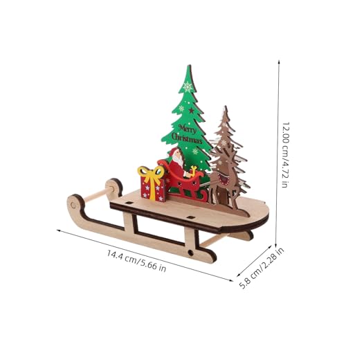 HEMOTON Weihnachtsmann Schlitten aus Holz mit Rentier und Weihnachtsbaum Handgefertigte Weihnachtsdekoration für Tisch Fenster Langlebige Detailreiche Santa Claus Figur für Festliche Xmas von HEMOTON